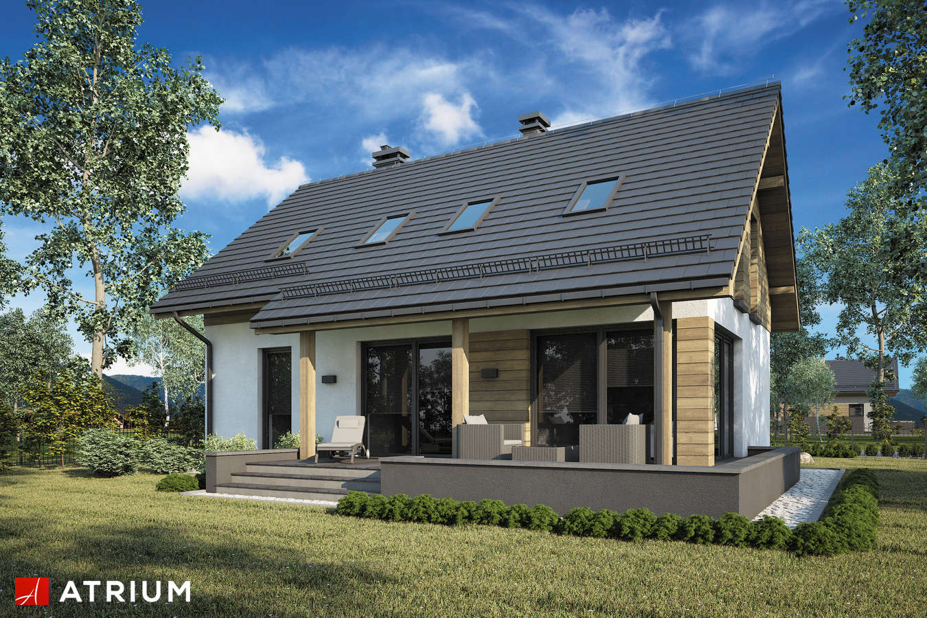 Projekty domów - Projekt domu z poddaszem SAMBA NEW - wizualizacja 2 - wersja lustrzana