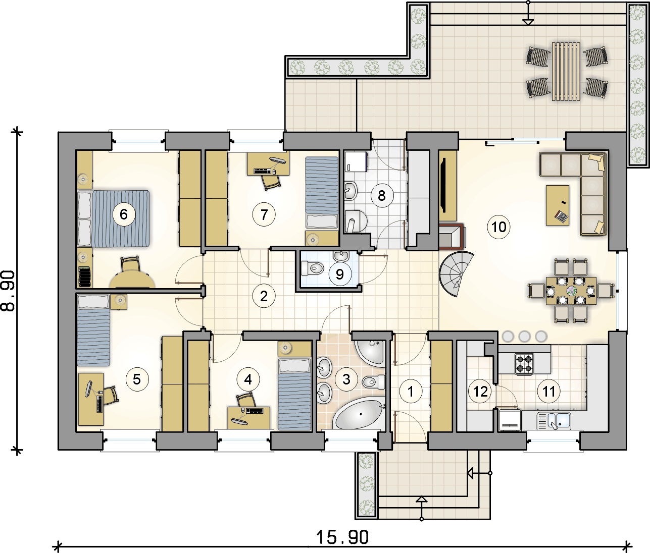 Rzut parteru - projekt Czantoria