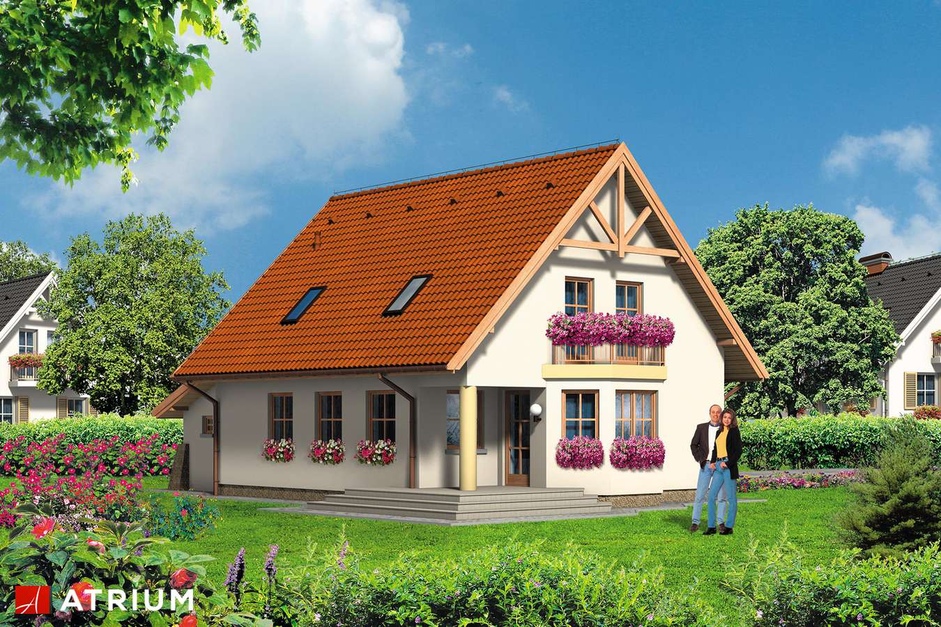 Projekty domów - Projekt domu z poddaszem ANTOś - wizualizacja 2 - wersja lustrzana