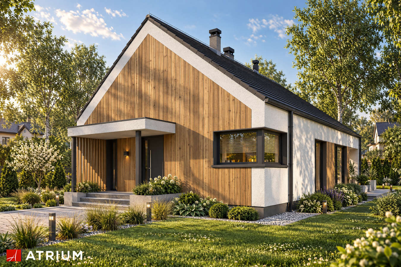 Projekty domów - Projekt domu parterowego PELIKAN SLIM XIV - wizualizacja 2 - wersja lustrzana