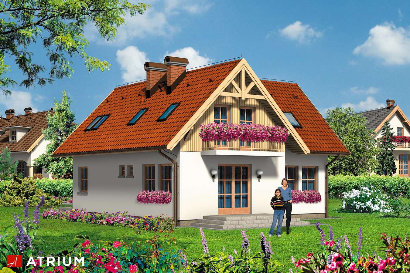 Projekty domów - Projekt domu z poddaszem BEZ - wizualizacja 2 - wersja lustrzana