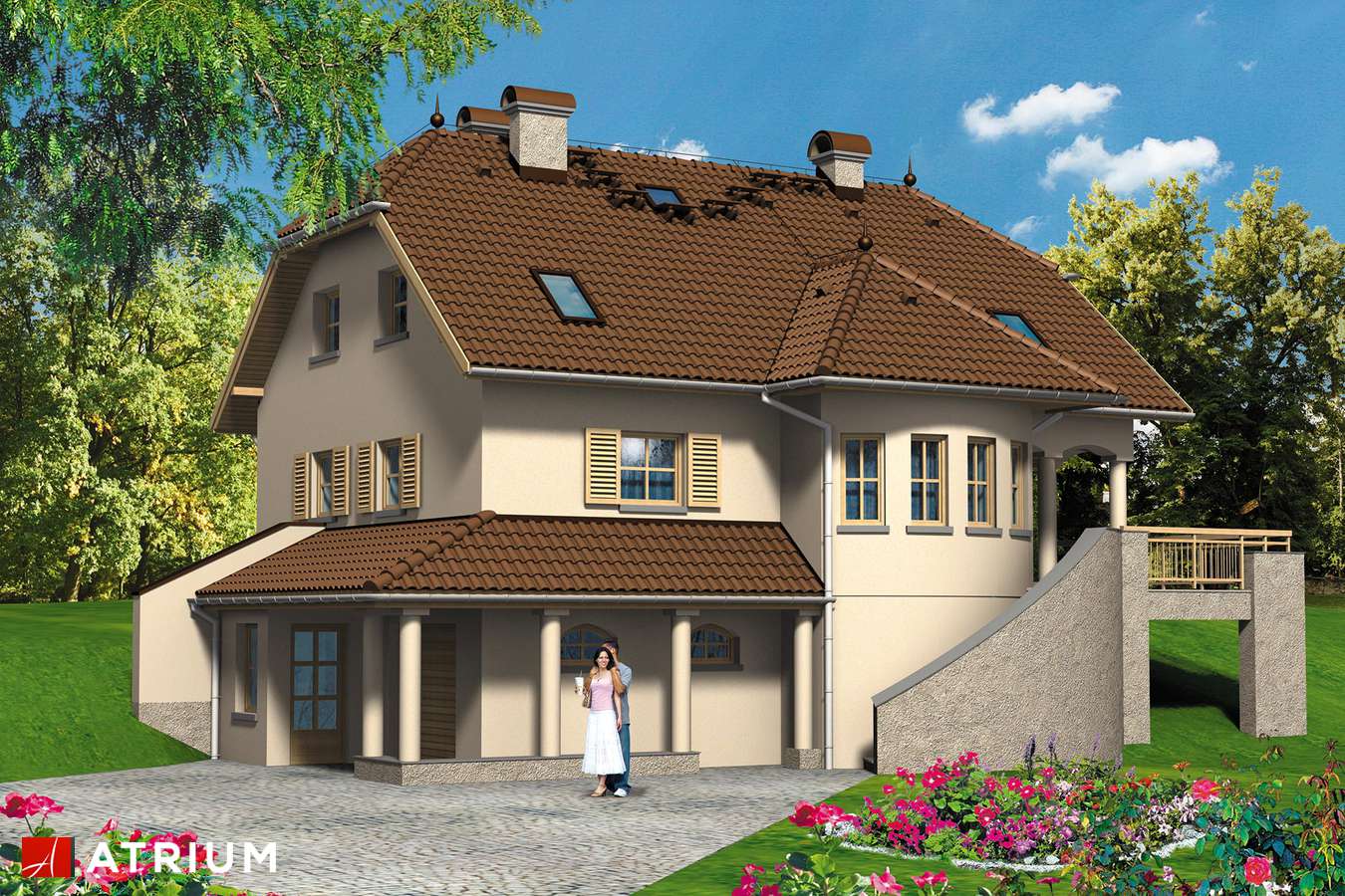 Projekty domów - Projekt domu z poddaszem MALWA - wizualizacja 2 - wersja lustrzana