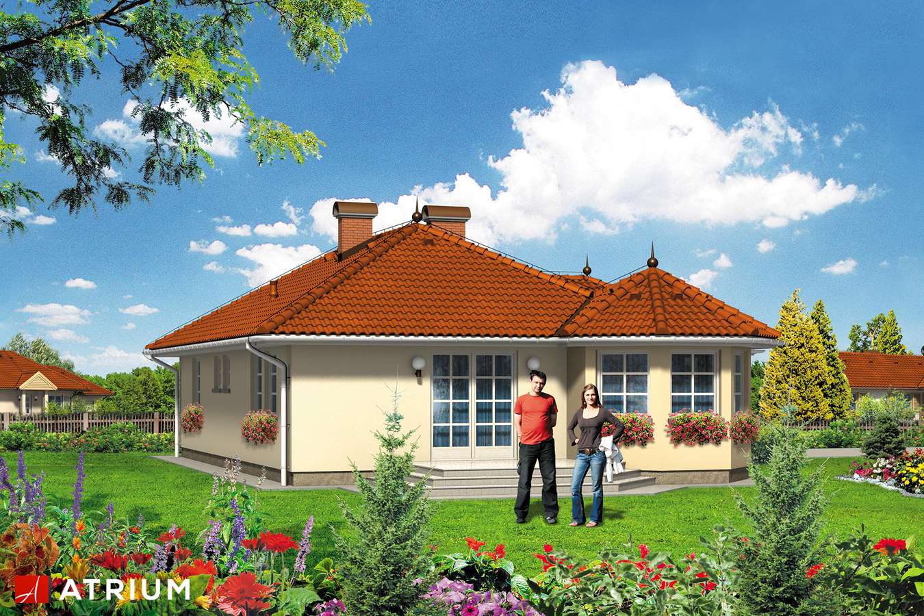 Projekty domów - Projekt domu parterowego PEGAZ - wizualizacja 2 - wersja lustrzana