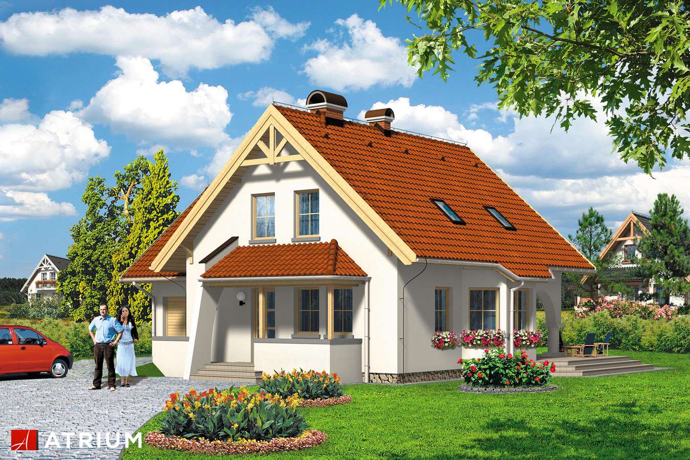 Projekty domów - Projekt domu z poddaszem ROXANA - wizualizacja 1 - wersja lustrzana