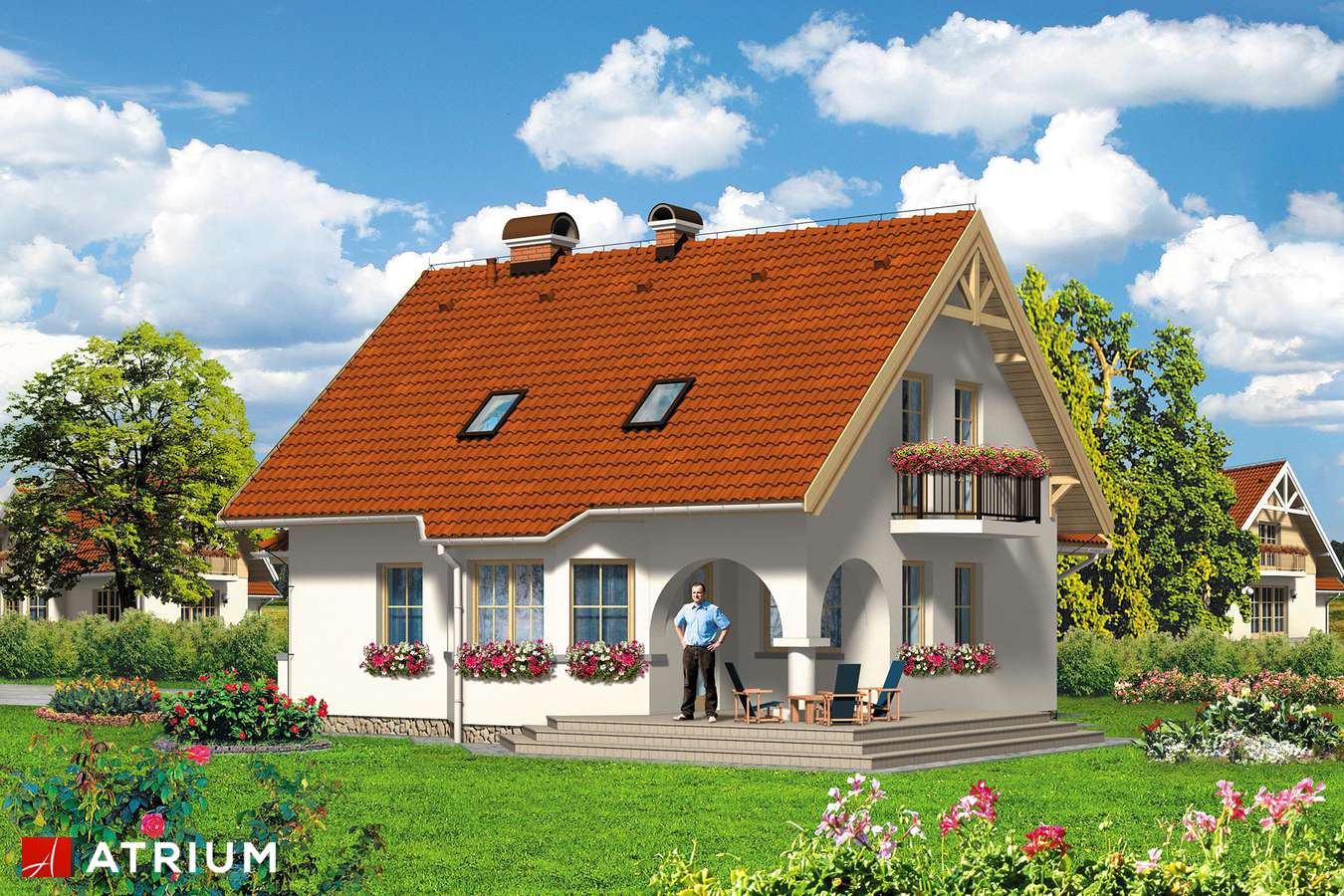 Projekty domów - Projekt domu z poddaszem ROXANA - wizualizacja 2 - wersja lustrzana