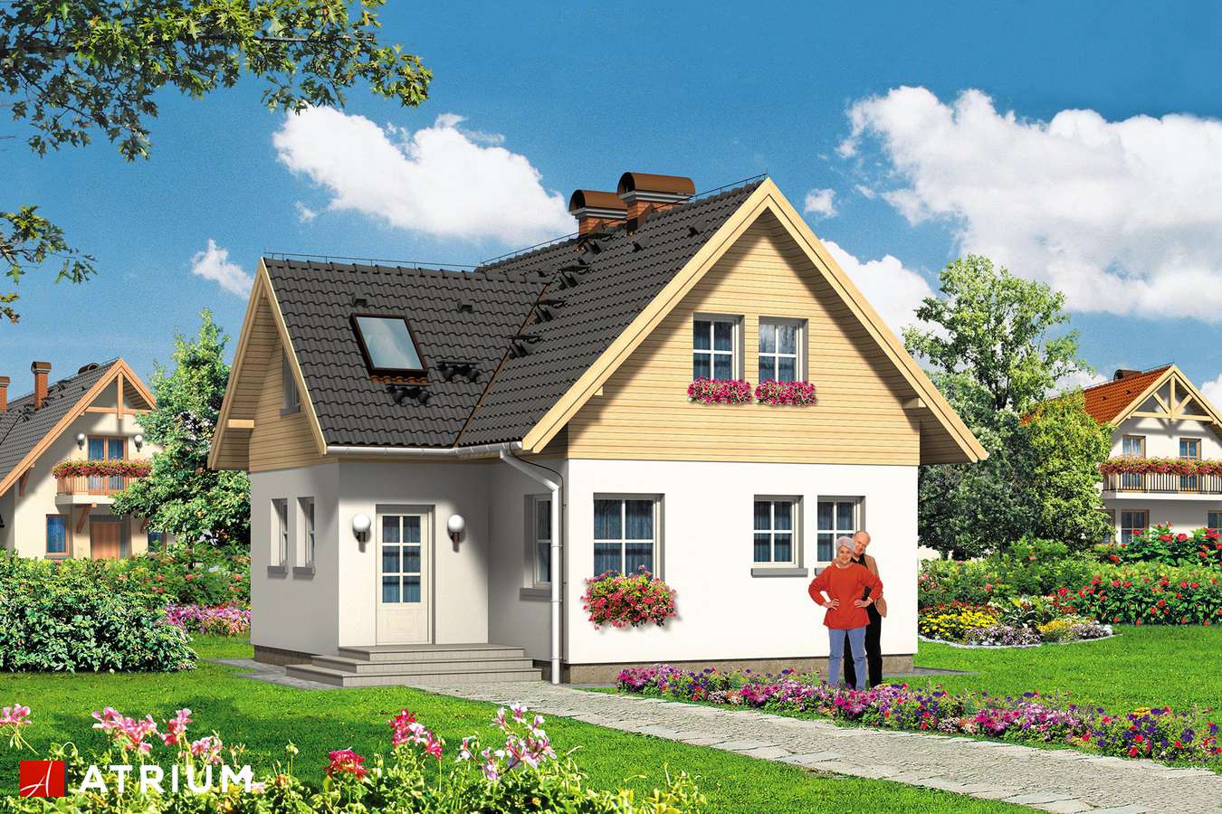 Projekty domów - Projekt domu z poddaszem AZALIA - wizualizacja 1 - wersja lustrzana