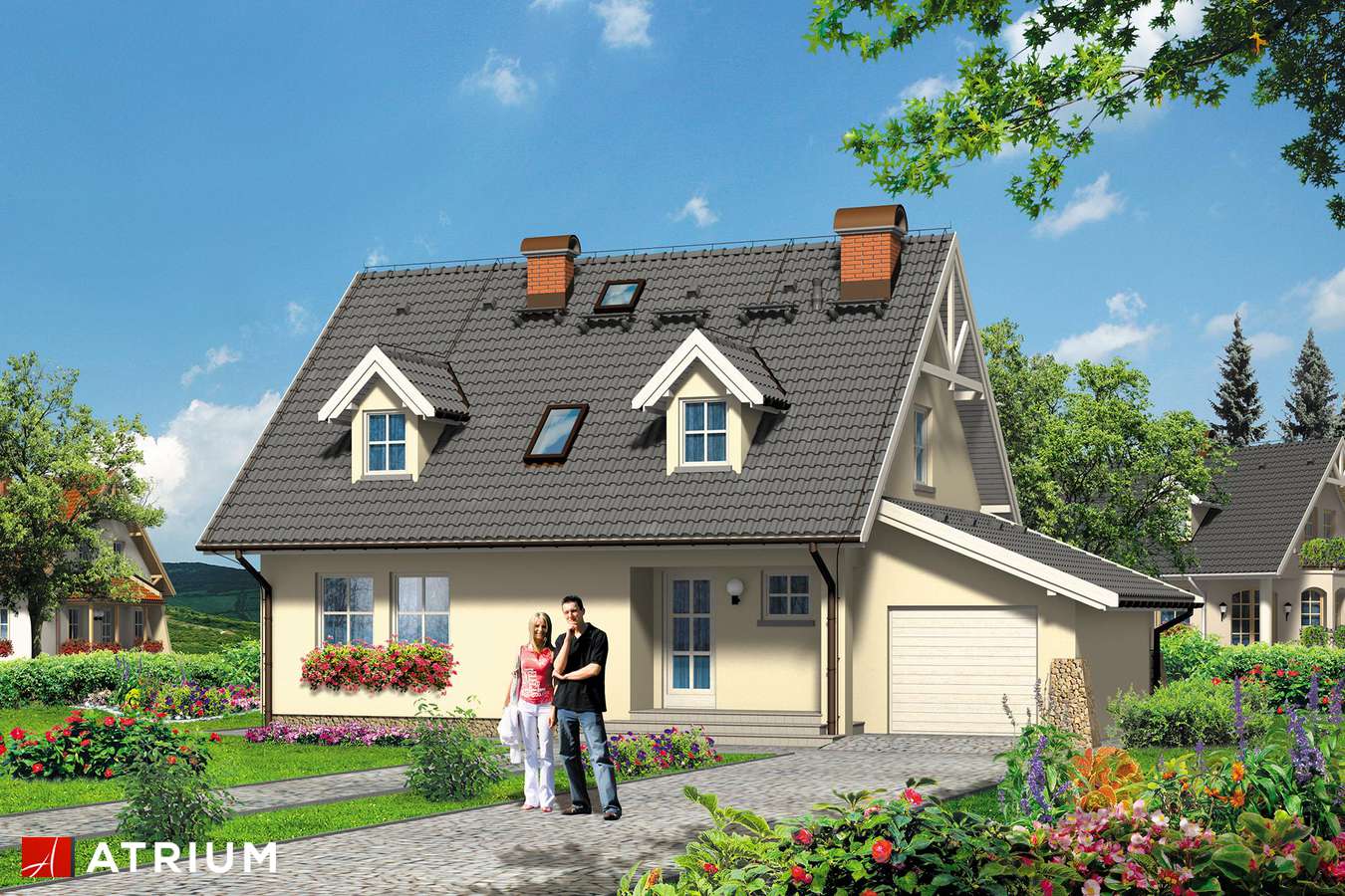 Projekty domów - Projekt domu z poddaszem SZAFRAN - wizualizacja 2 - wersja lustrzana