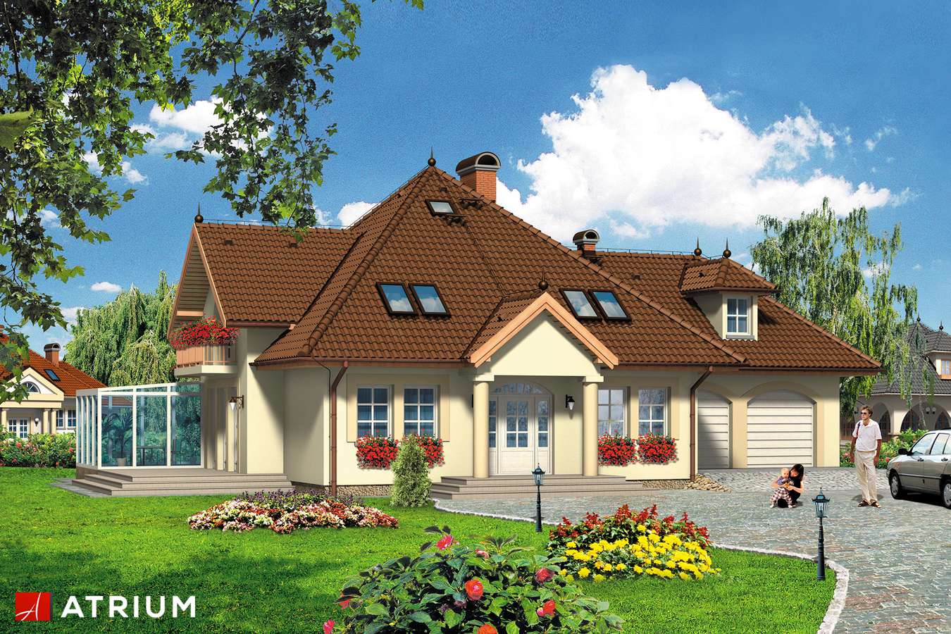Projekty domów - Projekt domu z poddaszem ADMIRAł - wizualizacja 1 - wersja lustrzana