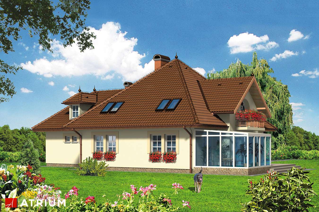 Projekty domów - Projekt domu z poddaszem ADMIRAł - wizualizacja 2 - wersja lustrzana