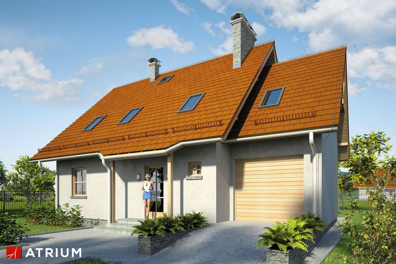 Projekty domów - Projekt domu z poddaszem KAROLA - wizualizacja 1 - wersja lustrzana