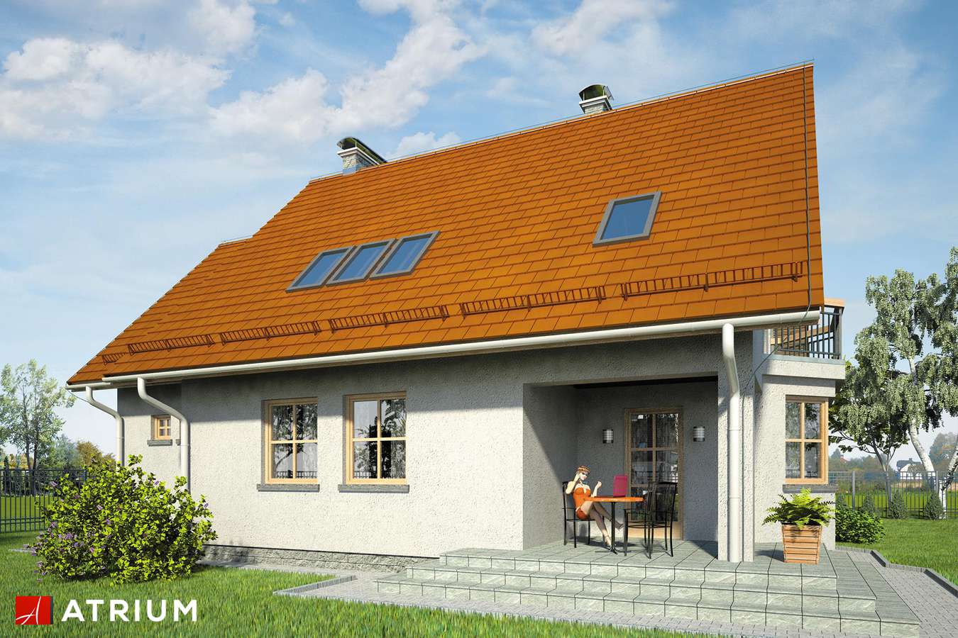 Projekty domów - Projekt domu z poddaszem KAROLA - wizualizacja 2 - wersja lustrzana
