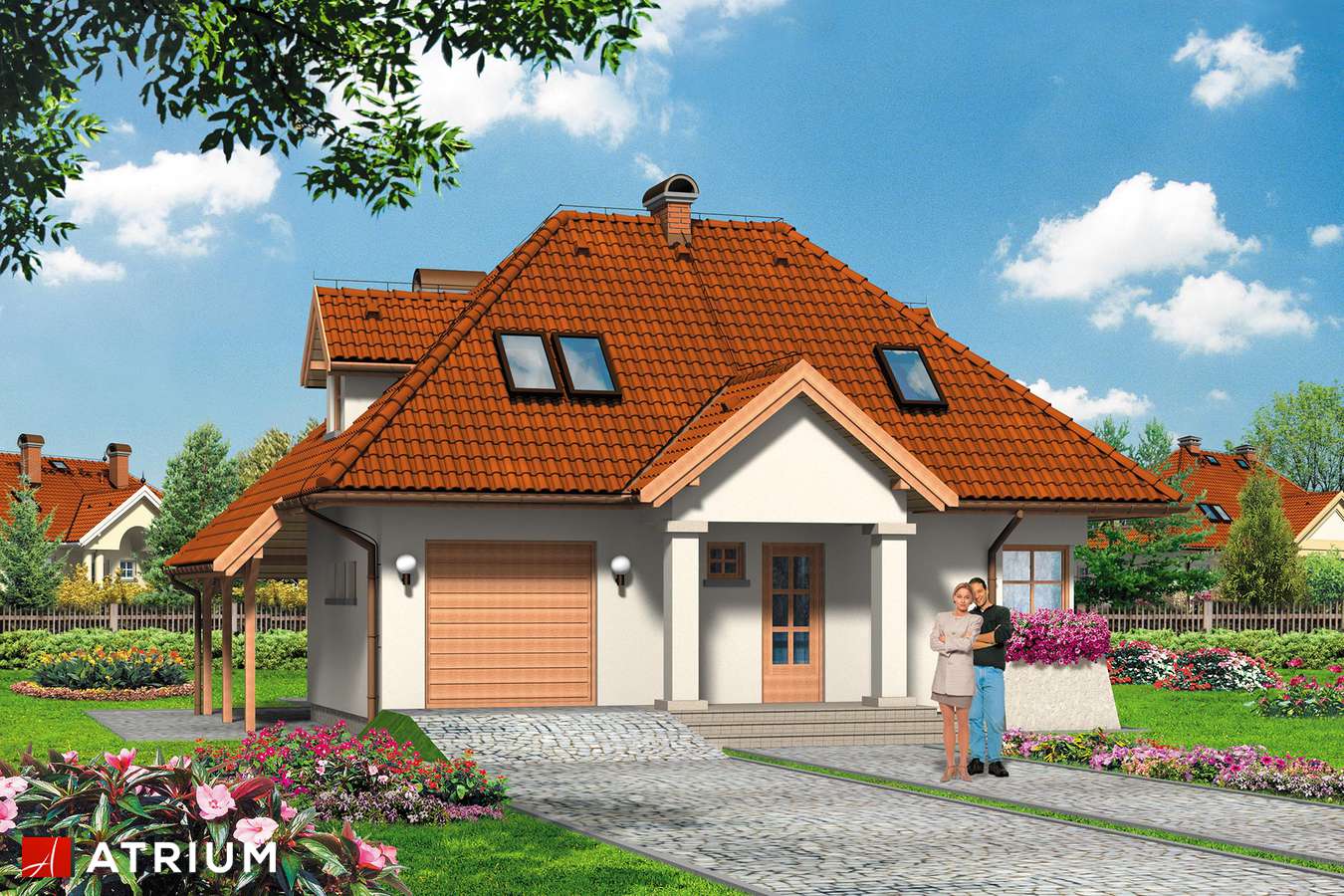 Projekty domów - Projekt domu z poddaszem KAROL - wizualizacja 1 - wersja lustrzana