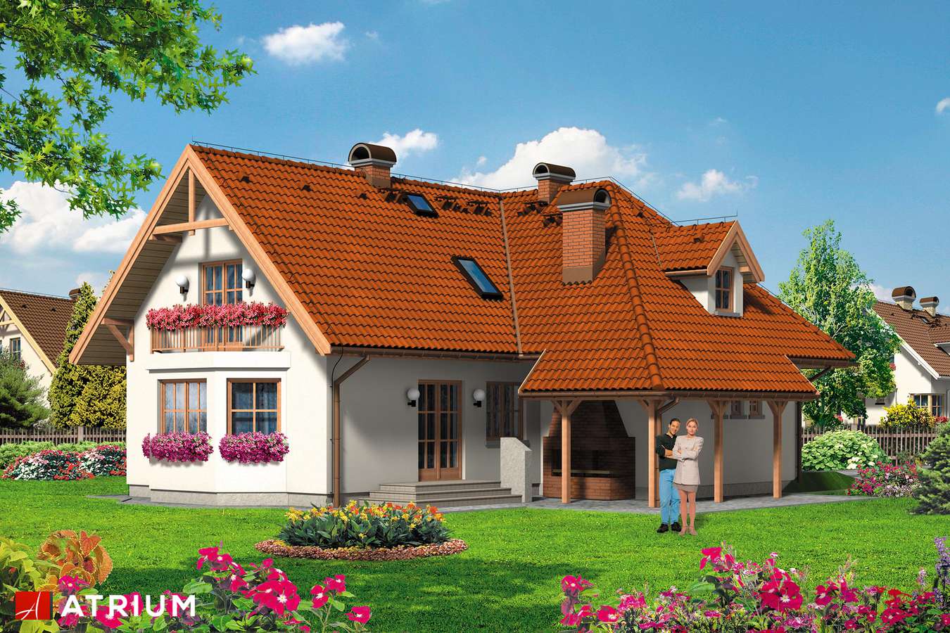 Projekty domów - Projekt domu z poddaszem KAROL - wizualizacja 2 - wersja lustrzana