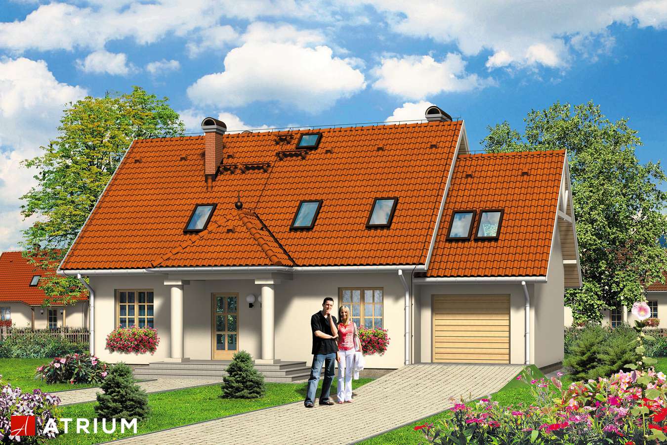 Projekty domów - Projekt domu z poddaszem JAGODA - wizualizacja 2 - wersja lustrzana