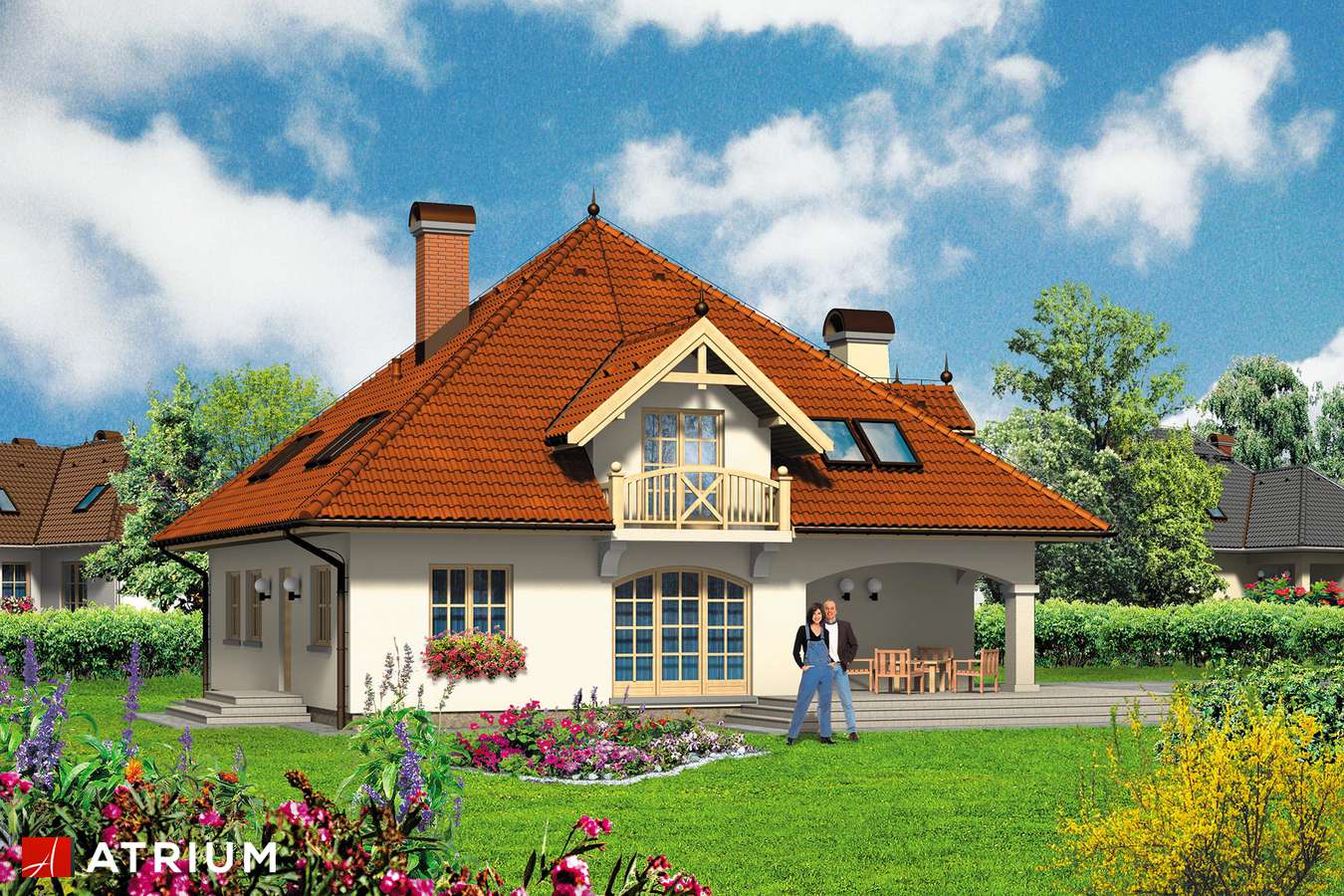 Projekty domów - Projekt domu z poddaszem OPAL - wizualizacja 2 - wersja lustrzana
