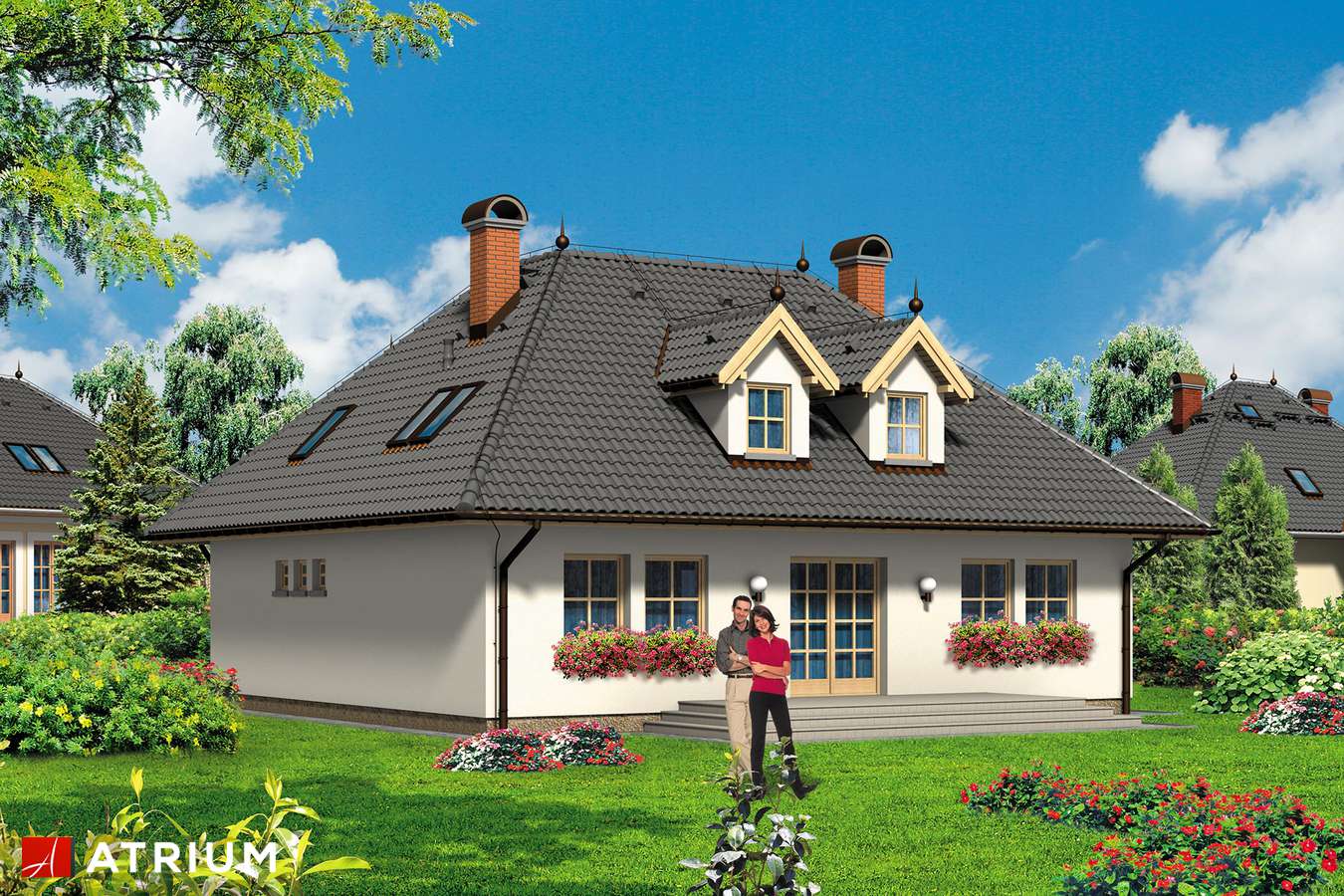 Projekty domów - Projekt domu z poddaszem MODRZEW - wizualizacja 2 - wersja lustrzana