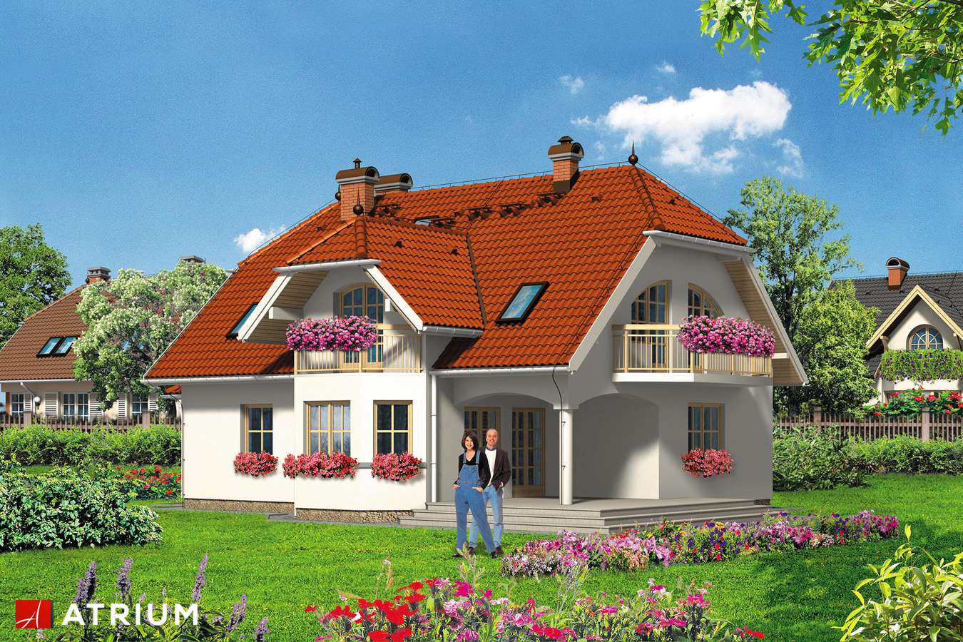 Projekty domów - Projekt domu z poddaszem MALWINA - wizualizacja 2 - wersja lustrzana