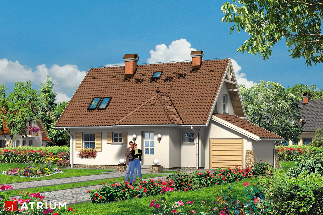 Projekty domów - Projekt domu z poddaszem ROMEK - wizualizacja 1 - wersja lustrzana