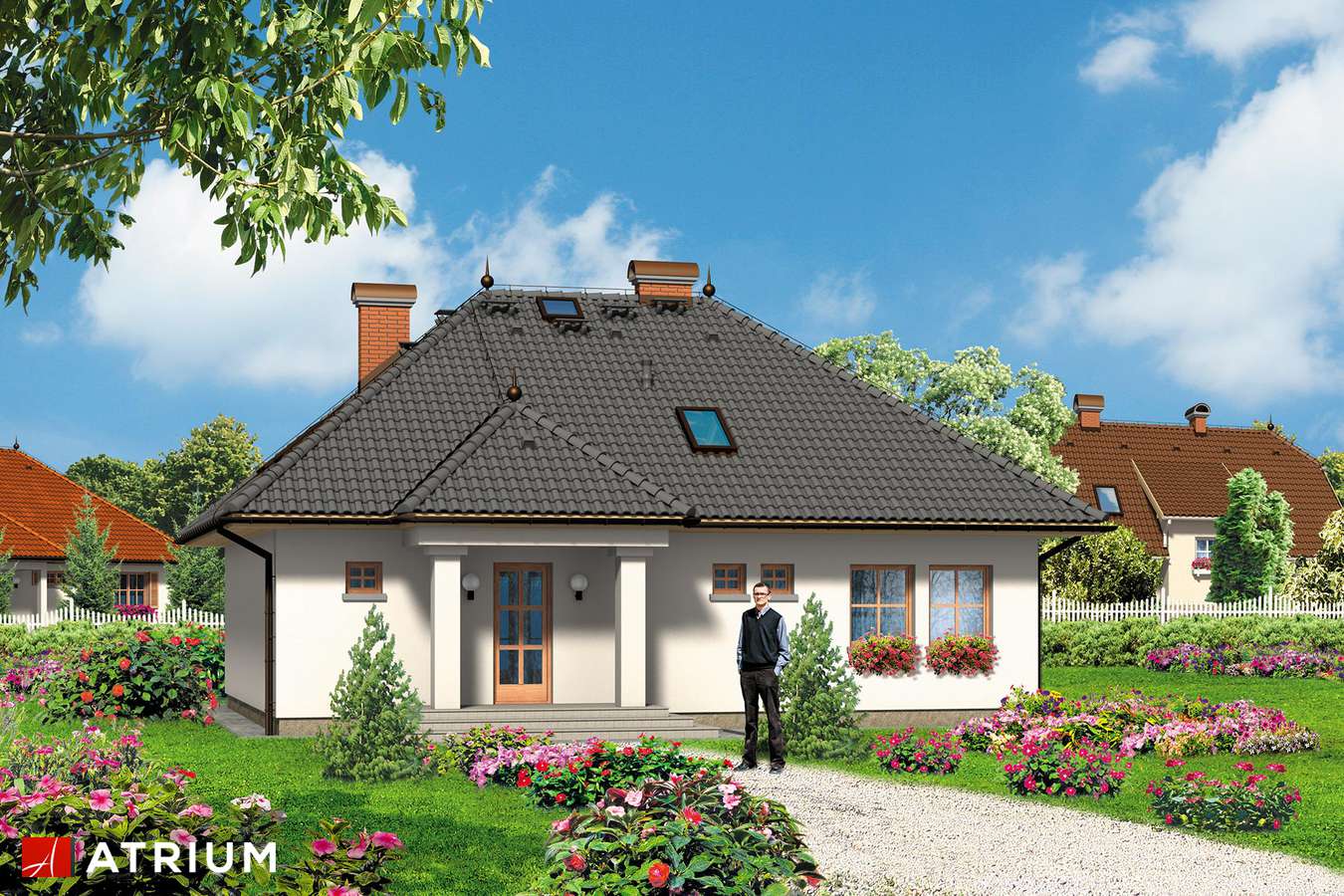 Projekty domów - Projekt domu z poddaszem AKACJA - wizualizacja 2 - wersja lustrzana
