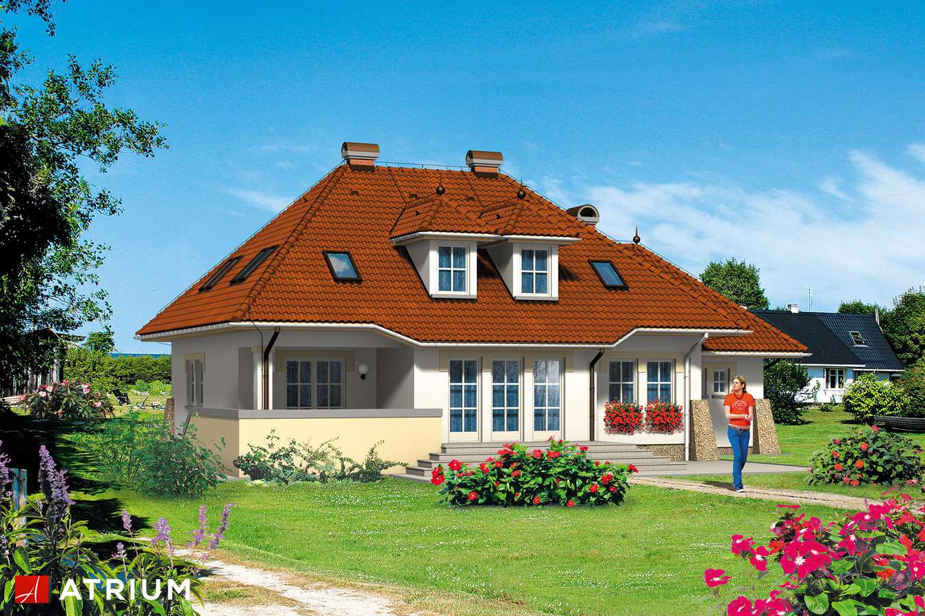 Projekty domów - Projekt domu z poddaszem DWóR GRAżYNY - wizualizacja 1 - wersja lustrzana