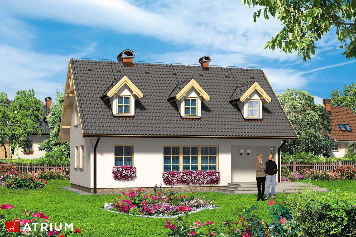Projekty domów - Projekt domu z poddaszem KUMA - wizualizacja 2 - wersja lustrzana