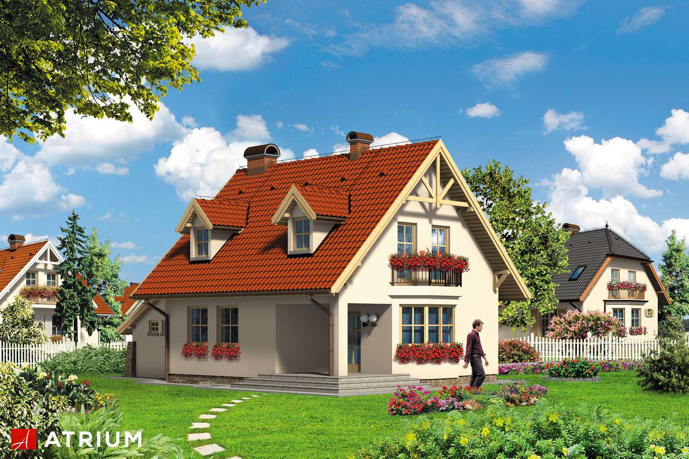 Projekty domów - Projekt domu z poddaszem AGATA - wizualizacja 2 - wersja lustrzana