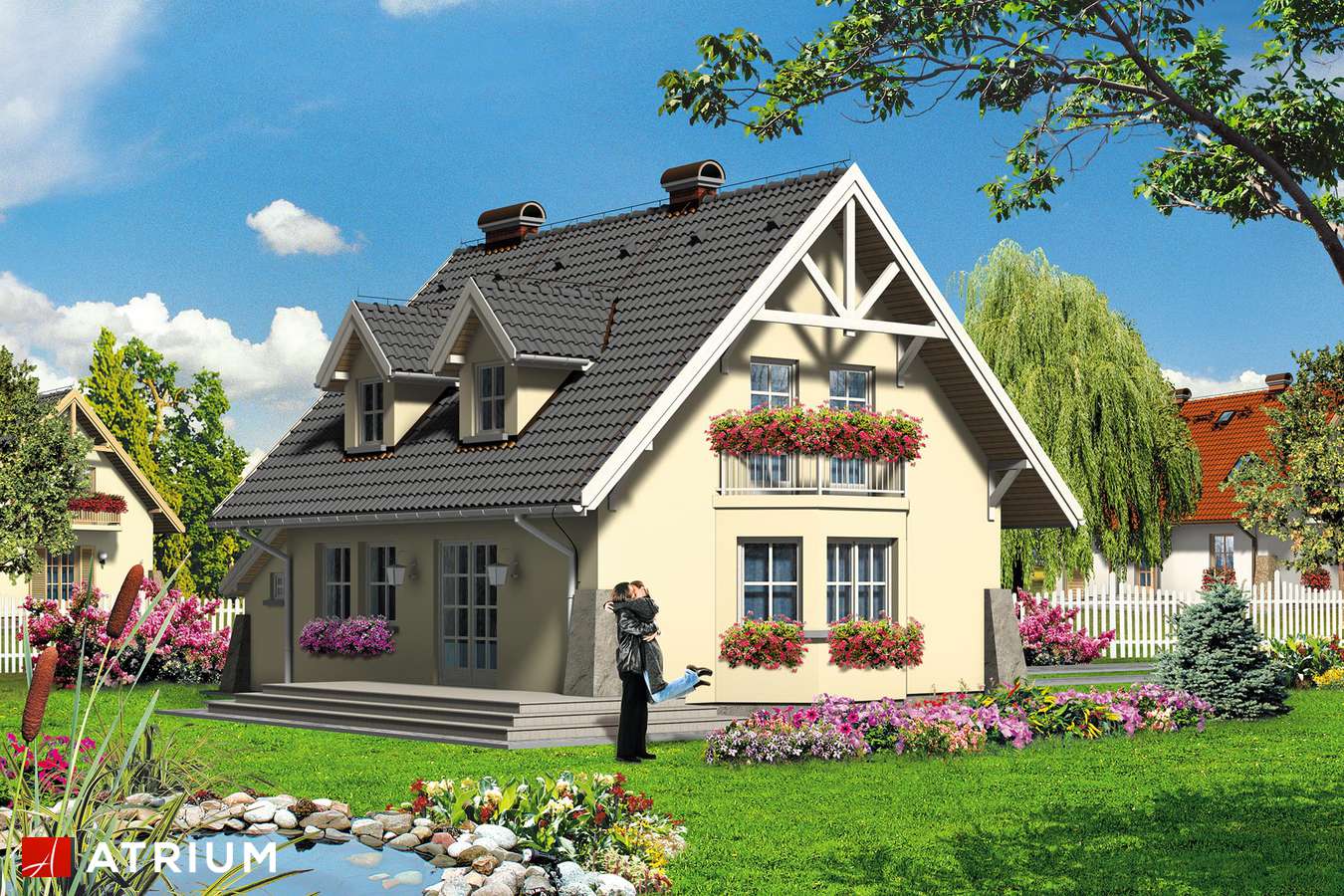Projekty domów - Projekt domu z poddaszem TONI - wizualizacja 1 - wersja lustrzana
