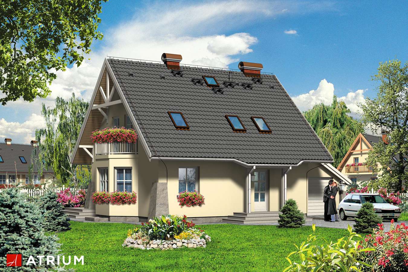 Projekty domów - Projekt domu z poddaszem TONI - wizualizacja 2 - wersja lustrzana