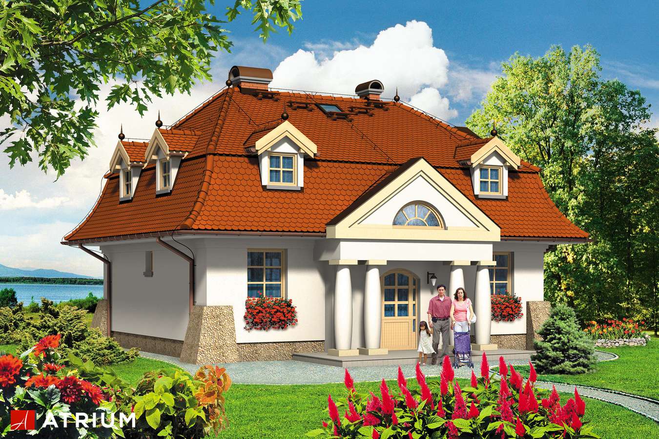 Projekty domów - Projekt domu z poddaszem PIęKNA KASIA - wizualizacja 1 - wersja lustrzana