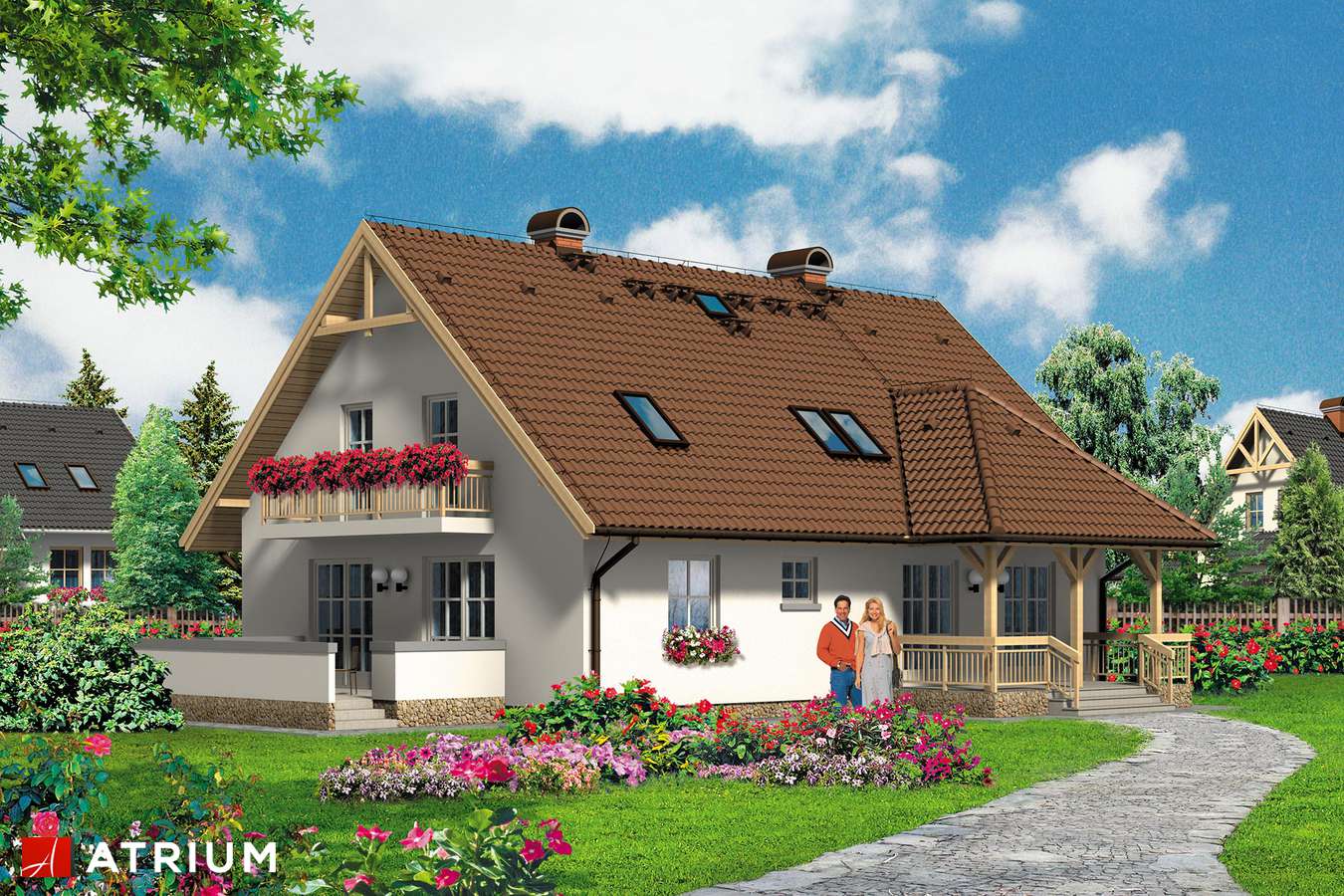 Projekty domów - Projekt domu z poddaszem BOGUSIA - wizualizacja 1 - wersja lustrzana
