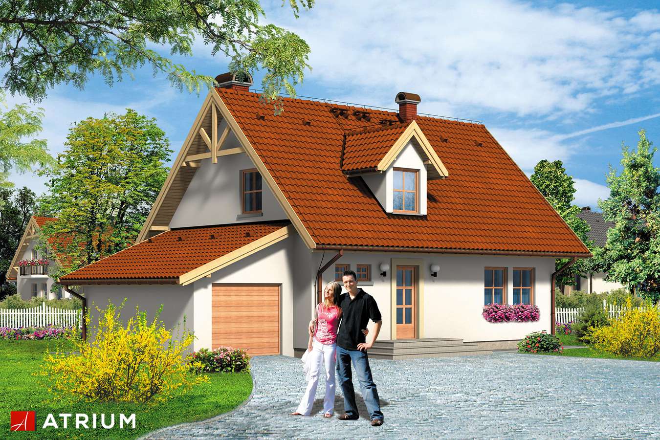 Projekty domów - Projekt domu z poddaszem SELENA - wizualizacja 1 - wersja lustrzana