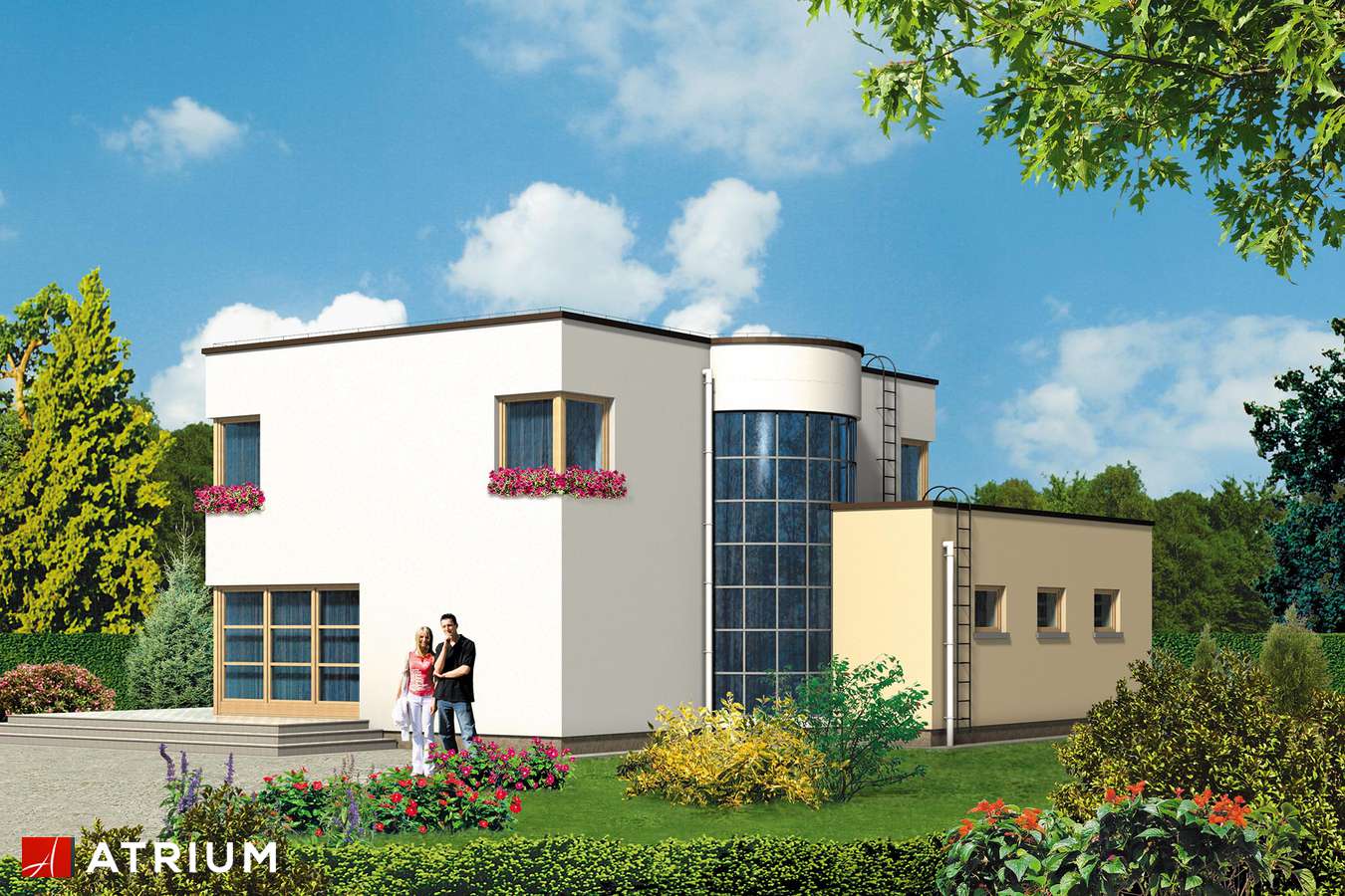 Projekty domów - Projekt domu piętrowego WILLA GRACJA - wizualizacja 1 - wersja lustrzana