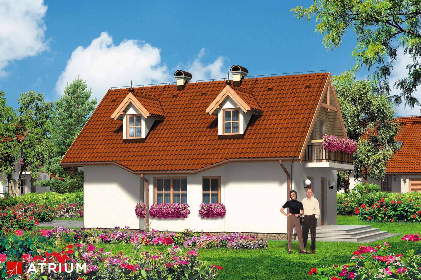 Projekty domów - Projekt domu z poddaszem ARONIA - wizualizacja 2 - wersja lustrzana