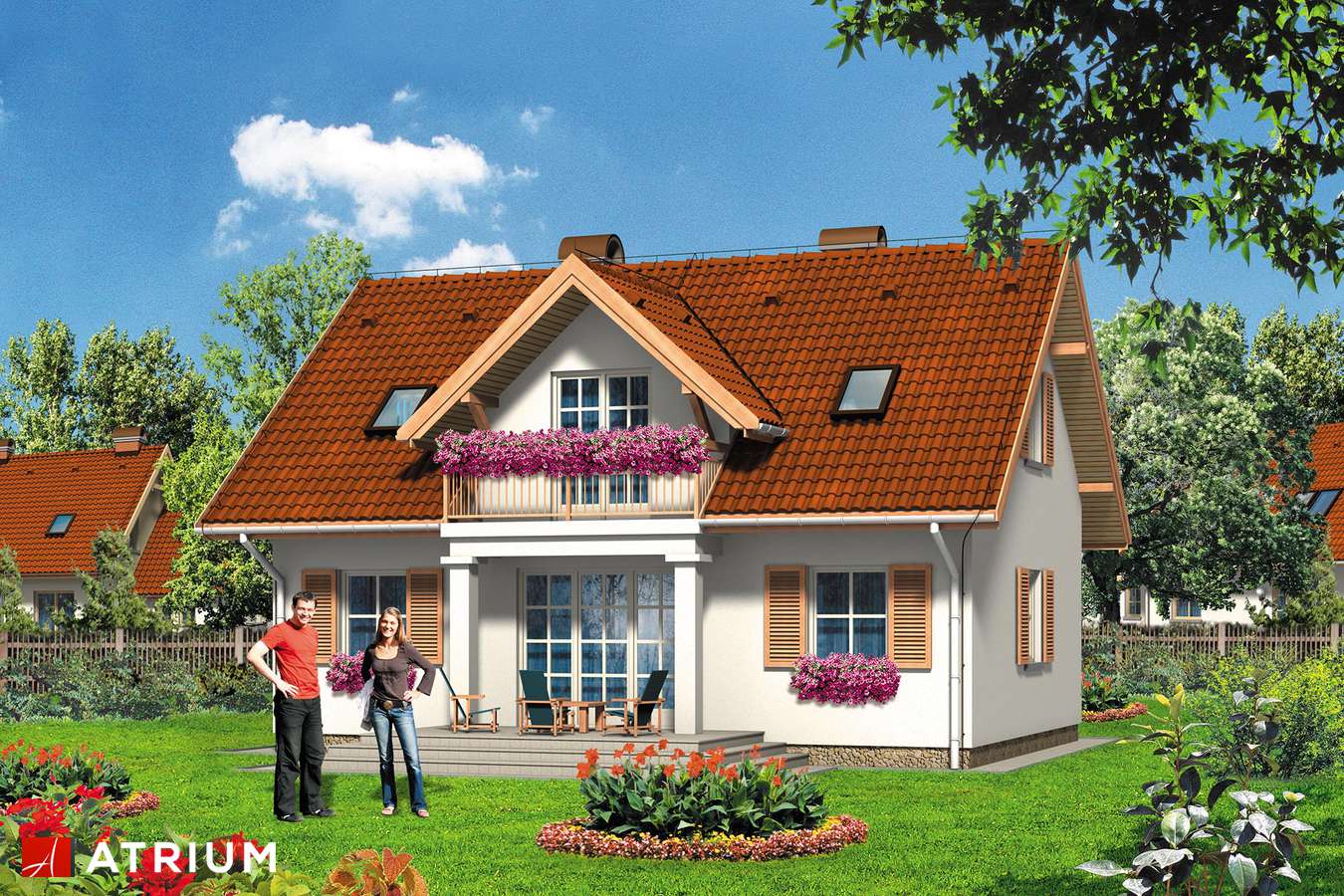 Projekty domów - Projekt domu z poddaszem KWIAT PAPROCI - wizualizacja 2 - wersja lustrzana