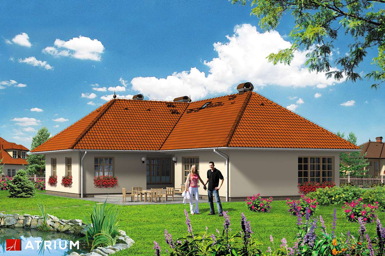 Projekty domów - Projekt domu parterowego POEMAT - wizualizacja 2 - wersja lustrzana