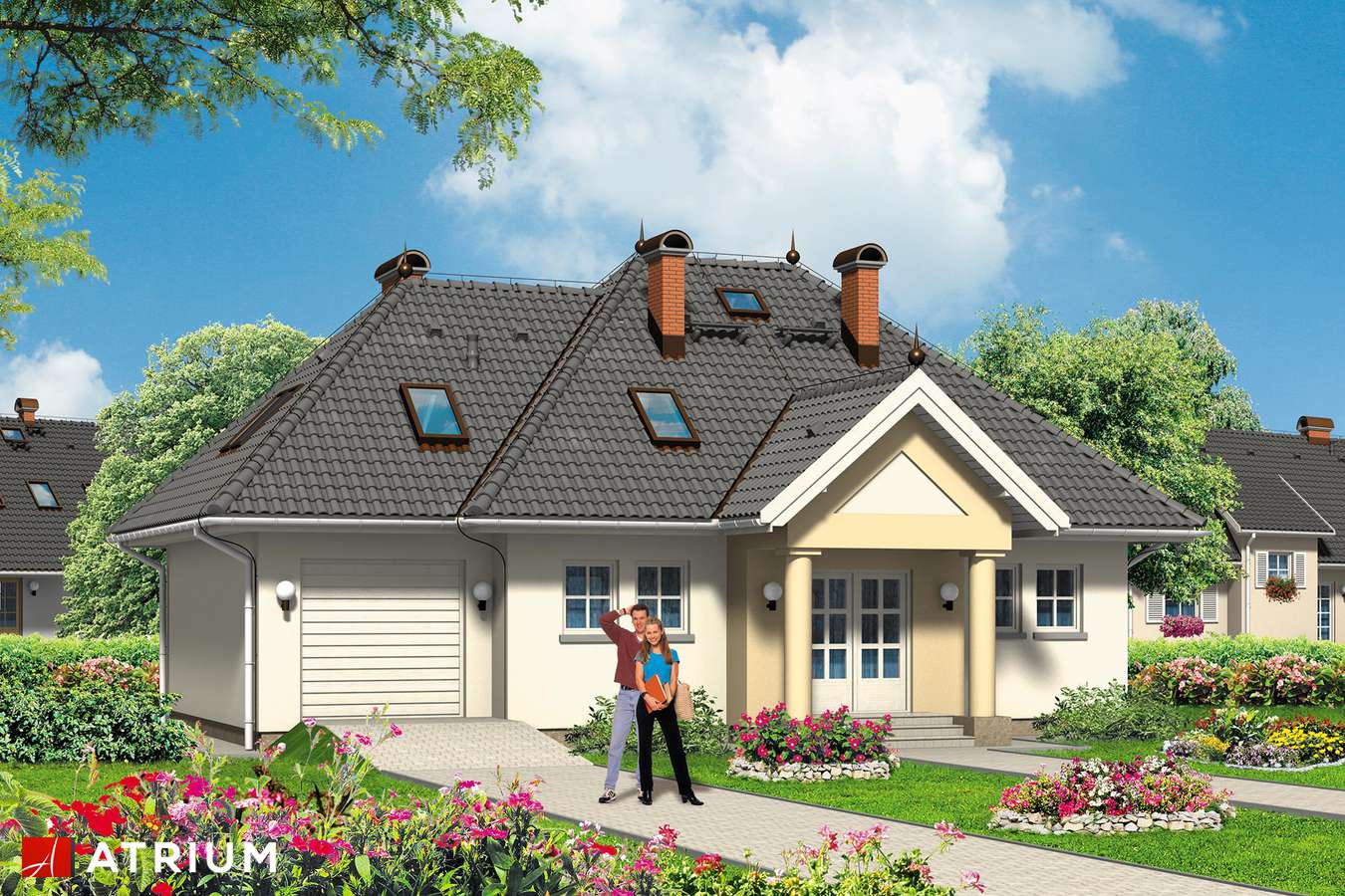 Projekty domów - Projekt domu z poddaszem DWOREK JANA - wizualizacja 1 - wersja lustrzana