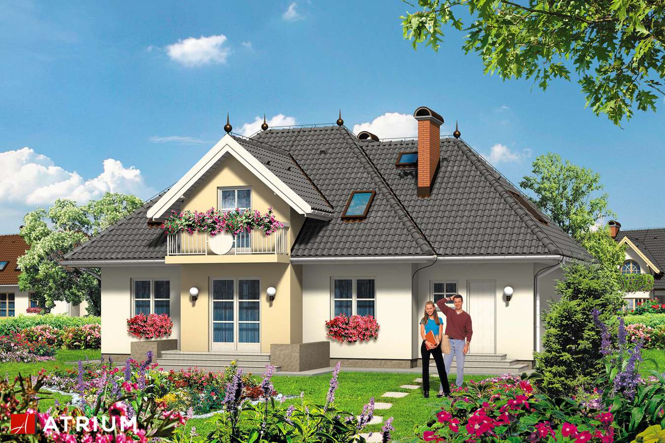 Projekty domów - Projekt domu z poddaszem DWOREK JANA - wizualizacja 2 - wersja lustrzana