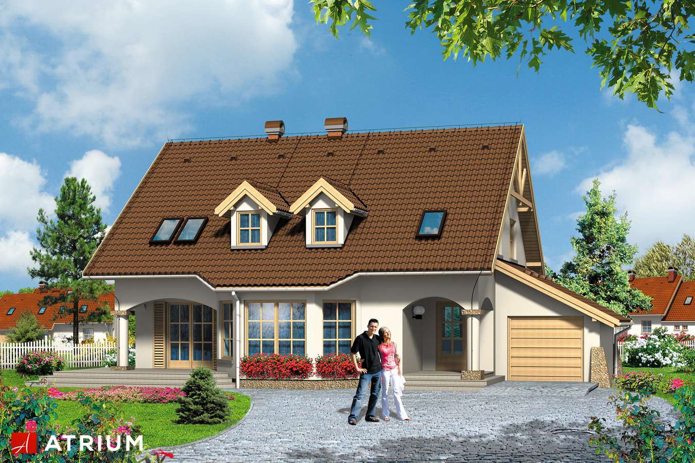 Projekty domów - Projekt domu z poddaszem GINA - wizualizacja 1 - wersja lustrzana
