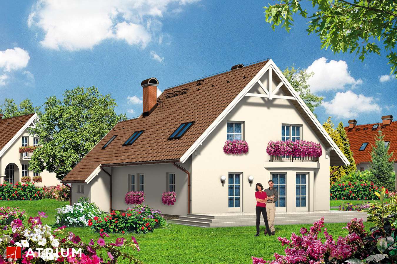 Projekty domów - Projekt domu z poddaszem CRISTINA - wizualizacja 2 - wersja lustrzana