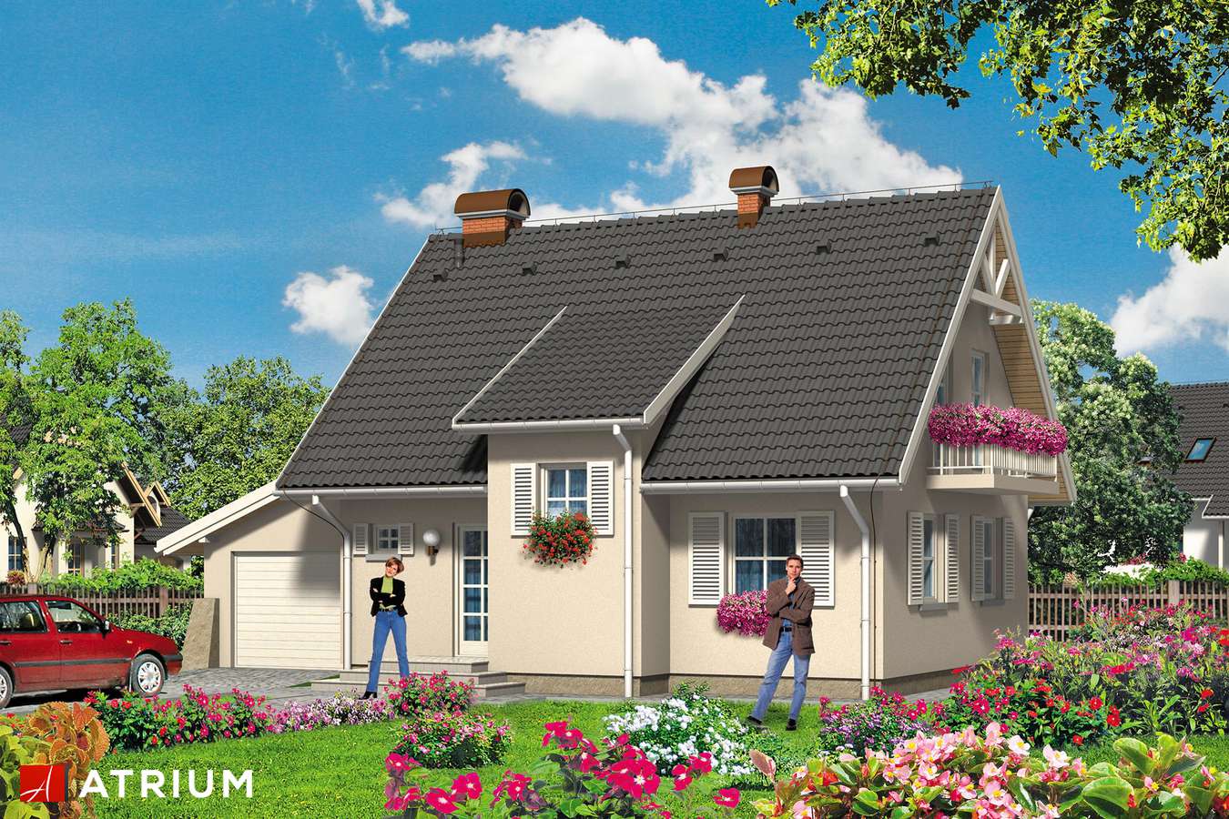 Projekty domów - Projekt domu z poddaszem OSKAR - wizualizacja 1 - wersja lustrzana