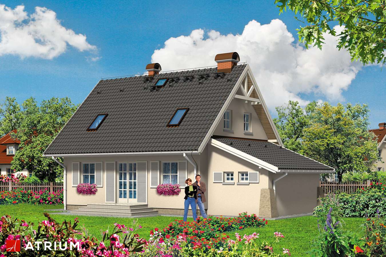 Projekty domów - Projekt domu z poddaszem OSKAR - wizualizacja 2 - wersja lustrzana