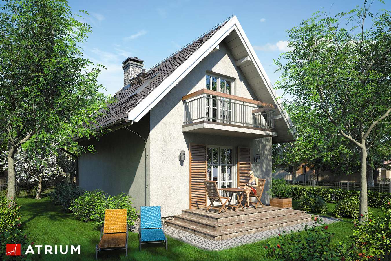Projekty domów - Projekt domu z poddaszem MIODEK - wizualizacja 2 - wersja lustrzana