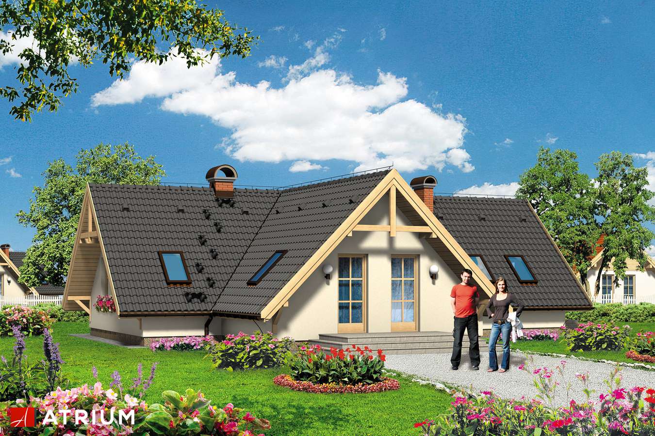 Projekty domów - Projekt domu parterowego WIGWAM - wizualizacja 1 - wersja lustrzana
