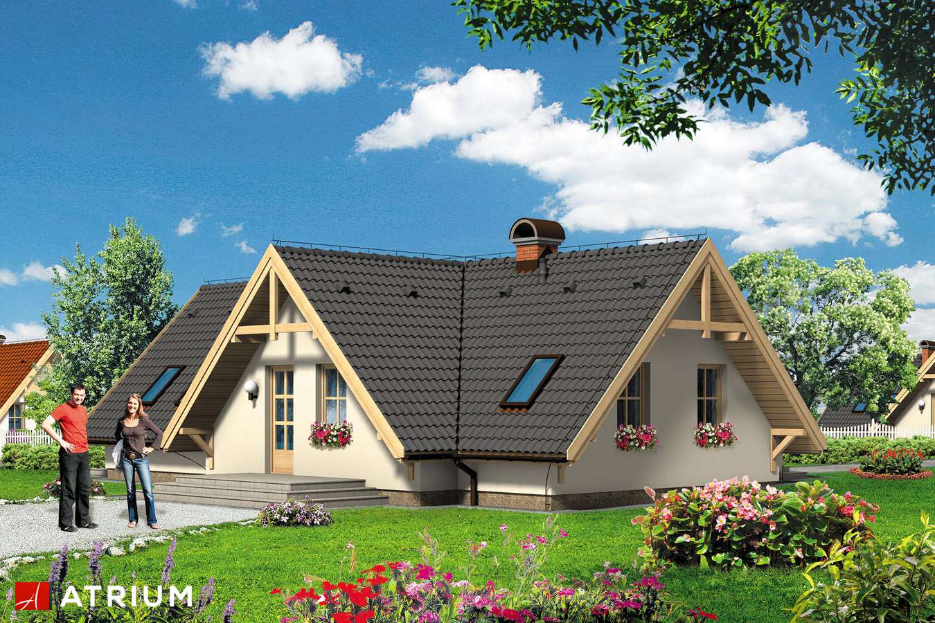 Projekty domów - Projekt domu parterowego WIGWAM - wizualizacja 2 - wersja lustrzana