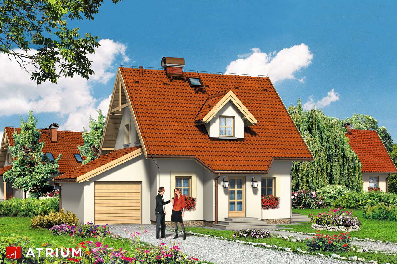 Projekty domów - Projekt domu z poddaszem DANUSIA - wizualizacja 1 - wersja lustrzana