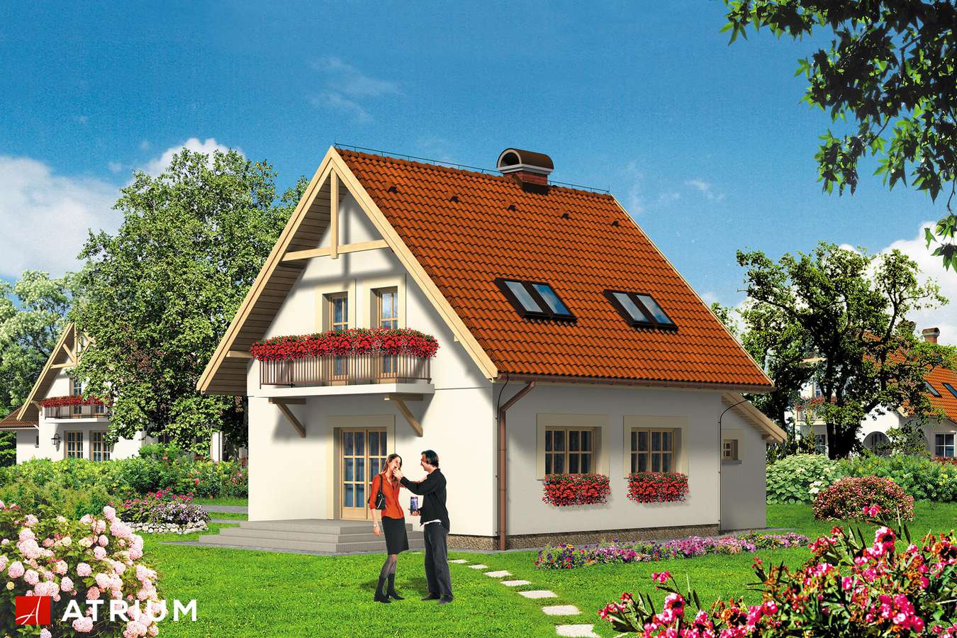 Projekty domów - Projekt domu z poddaszem DANUSIA - wizualizacja 2 - wersja lustrzana