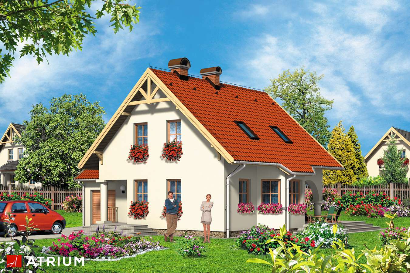 Projekty domów - Projekt domu z poddaszem MISTRAL - wizualizacja 1 - wersja lustrzana