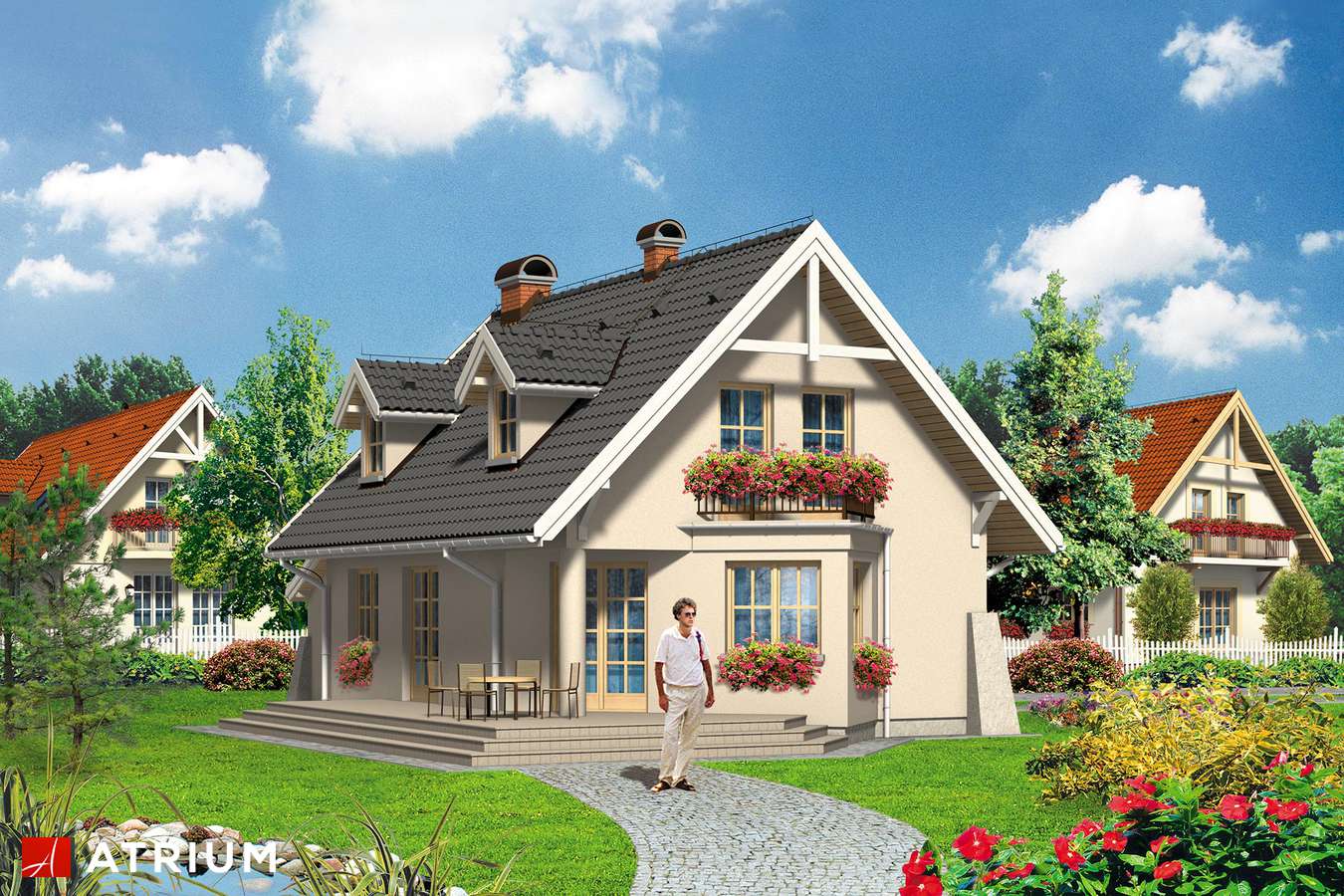 Projekty domów - Projekt domu z poddaszem RUDI - wizualizacja 2 - wersja lustrzana