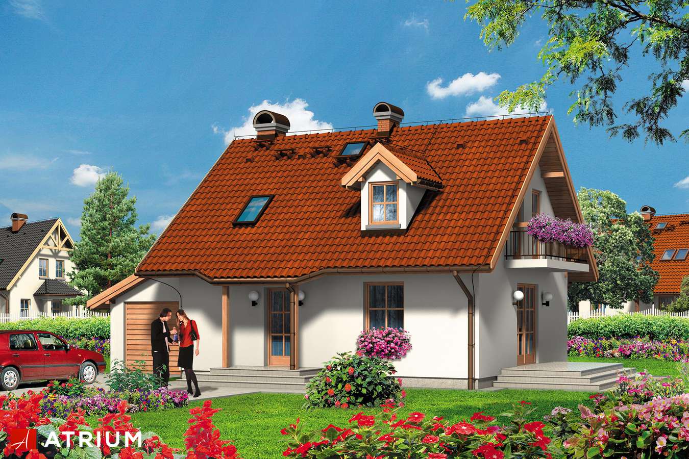 Projekty domów - Projekt domu z poddaszem SANDRA - wizualizacja 1 - wersja lustrzana