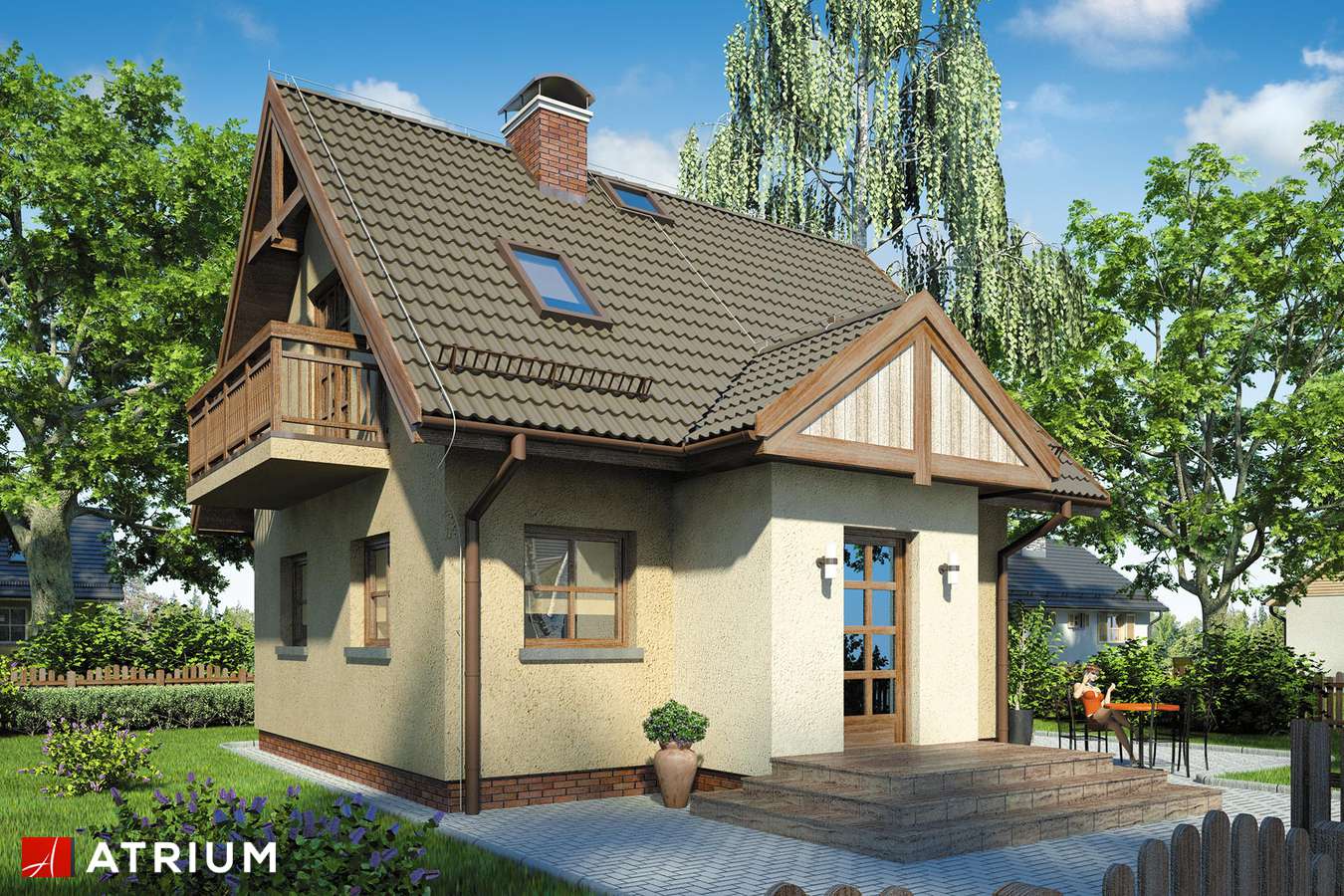 Projekty domów - Projekt domu z poddaszem SZAROTKA - wizualizacja 2 - wersja lustrzana